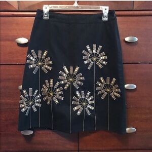 Boden black knee length a-line skirt gold embroidery as 6